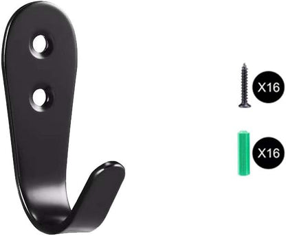 Flyisland Wall Hooks 8 Pcs, Coat Hooks Garage Hook Wall Mounted Hat Hangger Hooks Robe Hook Single Coat Hanger Heavy Duty (8 Pack, Black Round)