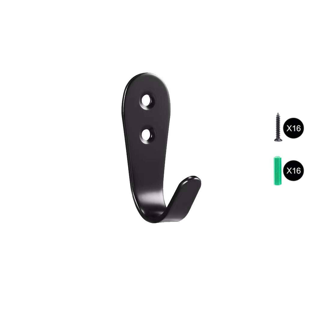 Flyisland Wall Hooks 8 Pcs, Coat Hooks Garage Hook Wall Mounted Hat Hangger Hooks Robe Hook Single Coat Hanger Heavy Duty (8 Pack, Black Round)