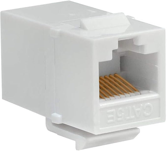 Cmple - RJ45 Couplers Cat5e Keystone Jack Coupler Female to Female Adapter RJ-45 Inline Connector for Ethernet Cable, Wall Plates or Patch Panels - White