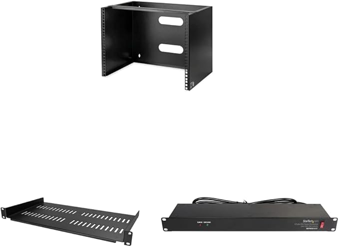 StarTech Wall Mount Rack with Shelf and Power Strip for Networking Equipment (8U)