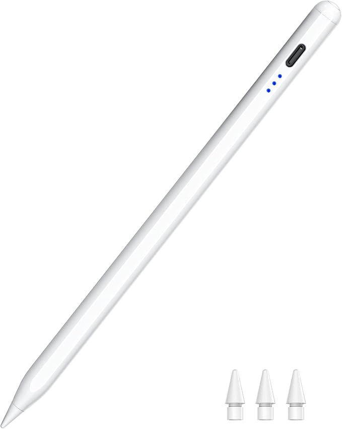 Stylus Pen for iPad 2018-2025, Fast Charging Magnetic Pencil (1st Generation) with Tilt Sensitivity & Palm Rejection for iPad Air 3/4/5/M2/M3, iPad mini 5/6, iPad 6/7/8/9/10/11, iPad Pro 11"/12.9"/M4