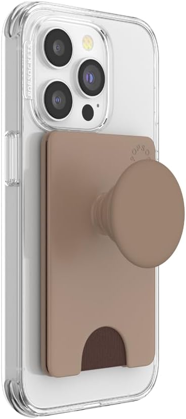 PopSockets Adhesive Phone Wallet and Card Holder with Grip, Neutral - Latte