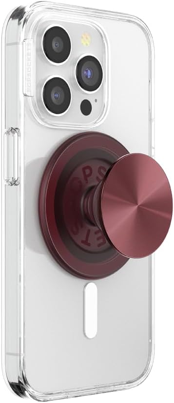 PopSockets Phone Grip for MagSafe, Magnetic Holder, Phone Stand, Burgundy - Alum Radial Oxblood