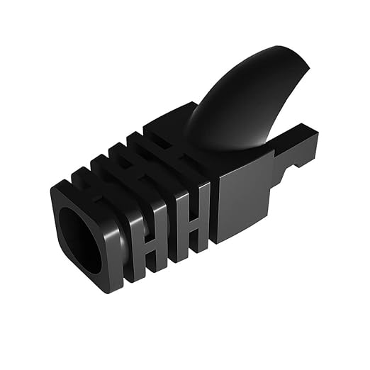 50 Pcs Cat5 Cat5E Cat6 Strain Relief Boot, RJ45 Plug Cover Modular Network Plug Cap Cable Connector Boots, Black