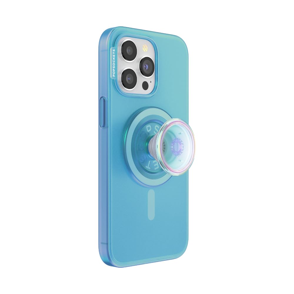 PopSockets iPhone 15 Pro Phone Case with MagSafe, Wireless Charging Compatible, White - Opalescent Clear
