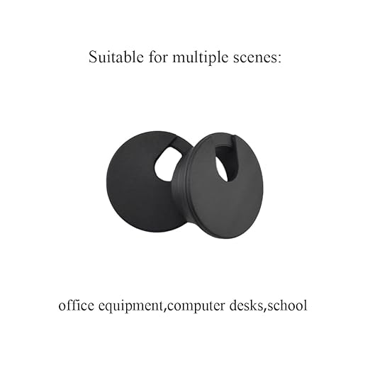 HAHIYO 2Pcs 1.38Inch/35mm Black ABS Plastic U-Shaped Desk Grommet Wire Grommet Cable Management Cord Hole Cover Desk Wire Hole Insert Wire Organizer for Computer Office Home School Equipment Systems