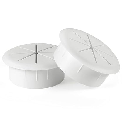 HYCC 2 Pack 2 Inch Flexible Desk Grommet,Organize Wires and Cables on Office Equipment, Computer Components, Entertainment Systems Effectively - Color: White