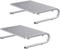 suptek Monitor Stand Riser, Laptop Holder Printer Riser Desk Accessories, Vented Metal Platform and 4 inches Height Underneath Storage for Office Supplies (MST004S-2), 2 Pack, Silver