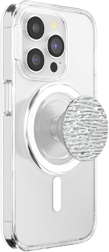 PopSockets Phone Grip for MagSafe, Magnetic Holder, Phone Stand, Silver - FATA Morgana Chrome