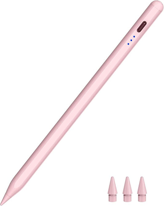 Pen for iPad 2018-2025, HATOKU 15 Mins Fast Charging Pencil 1st Gen with Tilt & Palm Rejection Compatible with iPad Air 3/4/5/M2/M3, iPad mini 5/6, iPad 6/7/8/9/10/11, iPad Pro 11"/12.9"/M4 (Pink)