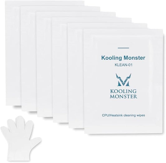 Kooling Monster KLEAN-01, Thermal Paste Remover, No Impurities Thermal Compound Cleaning Wipes, Grease Cleaner for CPU/GPU/PS4/XBOX/Heatsink, Inc. Gloves (20 Wipes)