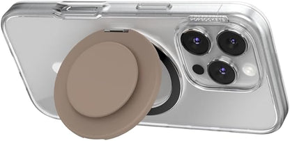 PopSockets Kick-Out Grip for MagSafe, Phone Grip with Built-in Phone Stand, Adjustable Kickstand for Portrait or Landscape, Strong Magnetic Hold, Wireless Charging Compatible - Latte