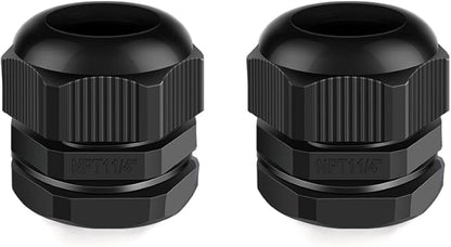 Cable Gland 2 Pack 1 1/4" NPT Waterproof Adjustable Connector Strain Relief Cord Connectors Joints Nylon with Gaskets…