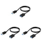 SABRENT 22AWG USB 3.0 Extension Cable A Male to A Female [Black] 3 Feet (CB-3030) (Pack of 3)