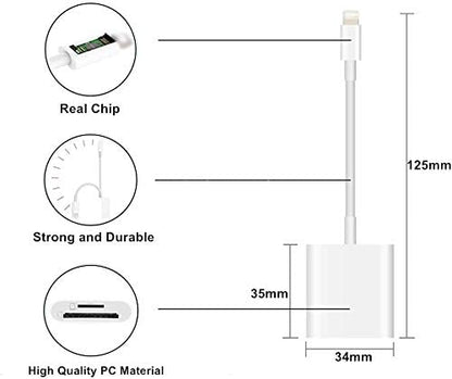 2 in 1 Lightning to SD Card Reader for iPhone, [Apple MFi Certified] Dual Slot Micro SD TF Trail Game Camera Memory Card Reader Adapter, Quickly Transfer Photos Videos Plug and Play