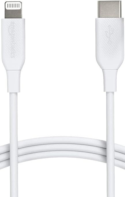 Amazon Basics USB-C to Lightning Charger Cable, Apple MFi Certified for iPhone 14 13 12 11 X Xs Pro, Pro Max, Plus, iPad, Fast Charging, High Speed Data Sync, 6 ft, White