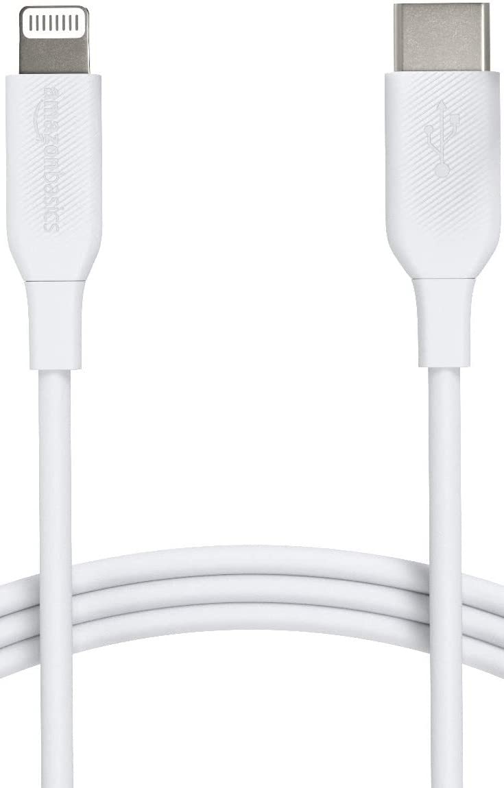 Amazon Basics USB-C to Lightning Charger Cable, Apple MFi Certified for iPhone 14 13 12 11 X Xs Pro, Pro Max, Plus, iPad, Fast Charging, High Speed Data Sync, 6 ft, White
