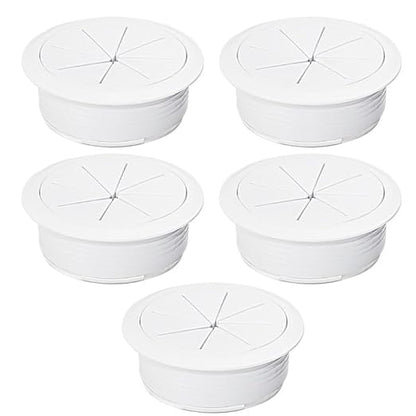 5 Pcs Desk Grommet 2" / 50 mm, Desk Hole Cover for Cables White, Cable Grommet ABS Plastic, Desk Hole Grommet for Home & Office Pc, Detachable Cable Cord Organizer