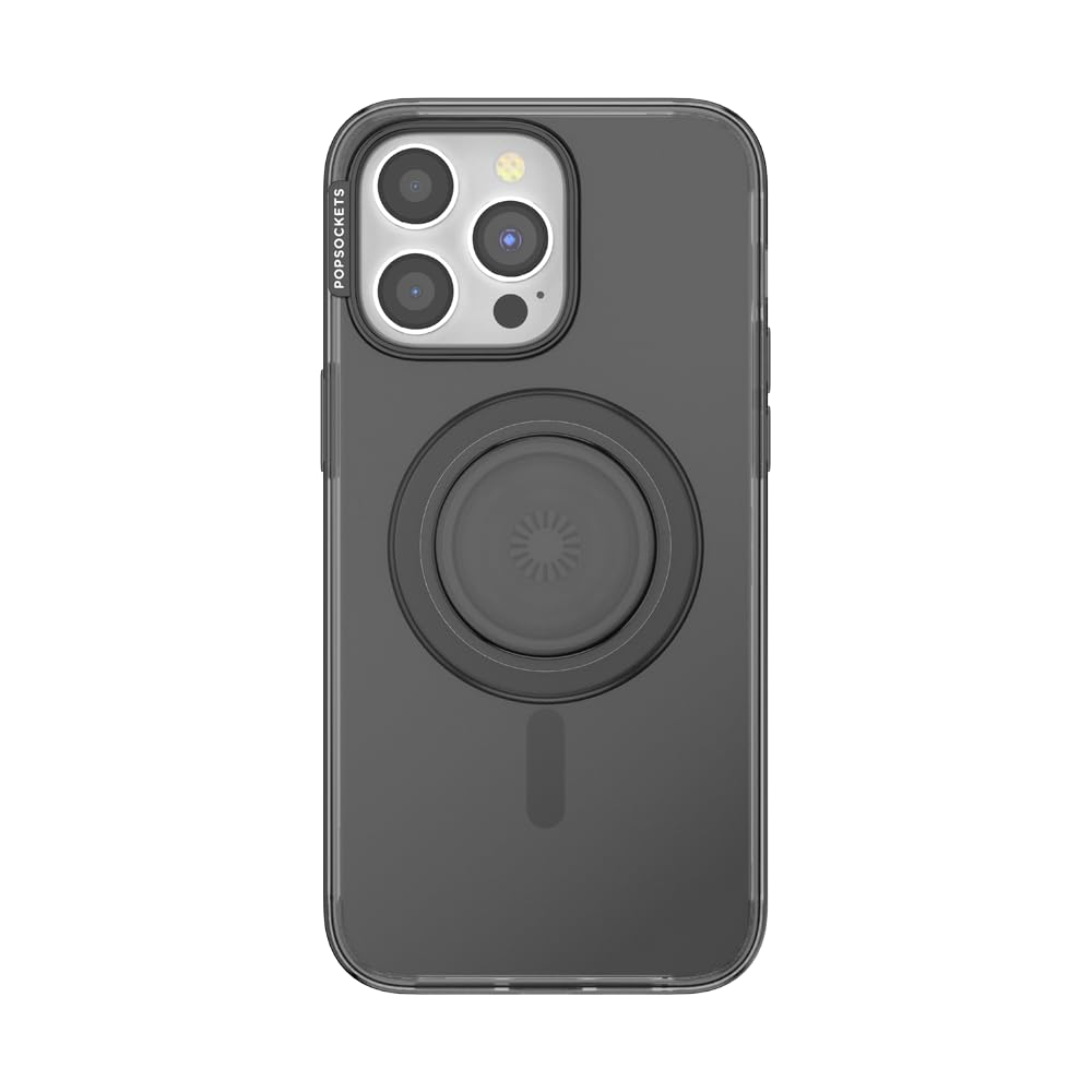 PopSockets iPhone 15 Pro Max Phone Case w/MagSafe- Translucent Black