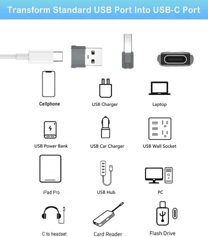 USB C to USB Adaptor 5 Pack,USB to USB C Adapter,Type C Male to A Female Charger Converter Kit Connectors for Laptops, Phones, Tablets, Computers, Electronics