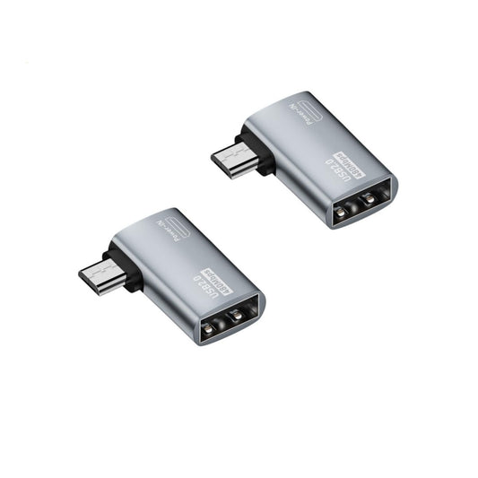 Norsimda Powered Left Angle USB 2.0 Micro Male to USB Female Host OTG Adapter for Samsung, Firestick，PS Classic，SNES Mini,NES/SNES Classic,Chromecast and More Smartphone or Tablet (2 Pack)