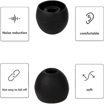 36 Pieces Medium Earbud Tips Soft and Comfortable Ear Bud Replacement Pieces Silicone Fit Most in-Ear Headphones，Inner Hole 3.8mm -5.5mm，Medium Black Earbud Replacement Tips