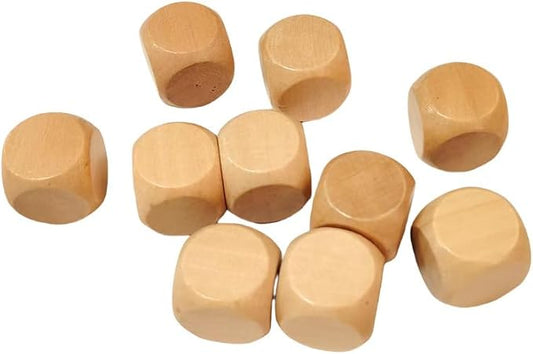 10 Pcs Wooden Dices, Round Corner Cube Dice 6 Sided Blank Dice DIY Graffiti Dices Crafts Prop Board Party Supplies (1.8cm)