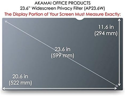 23.6 inch Computer Privacy Screen (16:9) - Black Security Shield - Desktop Monitor Protector - UV & Blue Light Filter by Akamai (23.6 inch Diagonally Measured, Black)
