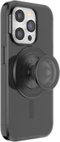PopSockets iPhone 15 Pro Case with Round Phone Grip Compatible with MagSafe, Phone Case for iPhone 15 Pro, Wireless Charging Compatible - Black Translucent