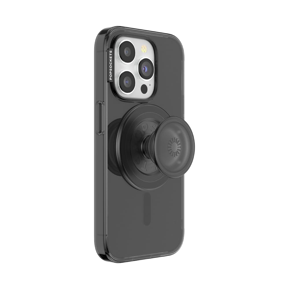 PopSockets iPhone 15 Pro Phone Case with MagSafe, Wireless Charging Compatible, White - Opalescent Clear