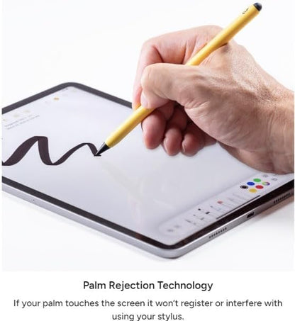 ZAGG Pro Stylus 2 with Active & Capacitive Tips, Palm Rejection, Tilt Recognition, Bluetooth Pairing, Compatible w/iPad Pro 11/12.9 (3,4, & 5 Gen)/Air 10.9/iPad 10.2/9.7/Mini 5/ iPad Air (M2) - Yellow
