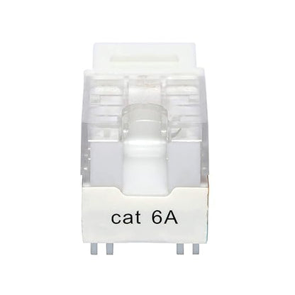 VCE RJ45 Cat6A Keystone Jack UL Listed 25-Pack, 10 Gbps Slim Profile Modular Ethernet Jacks Insert 110-Type UTP 90-Degree, White