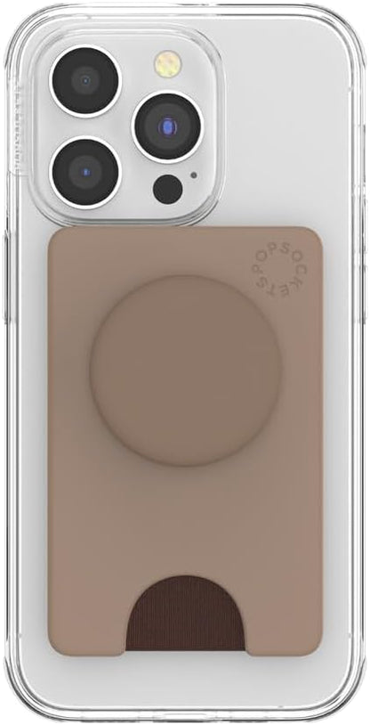 PopSockets Phone Wallet with Expanding Kickstand, Phone Card Holder, Cute PopSockets - Latte