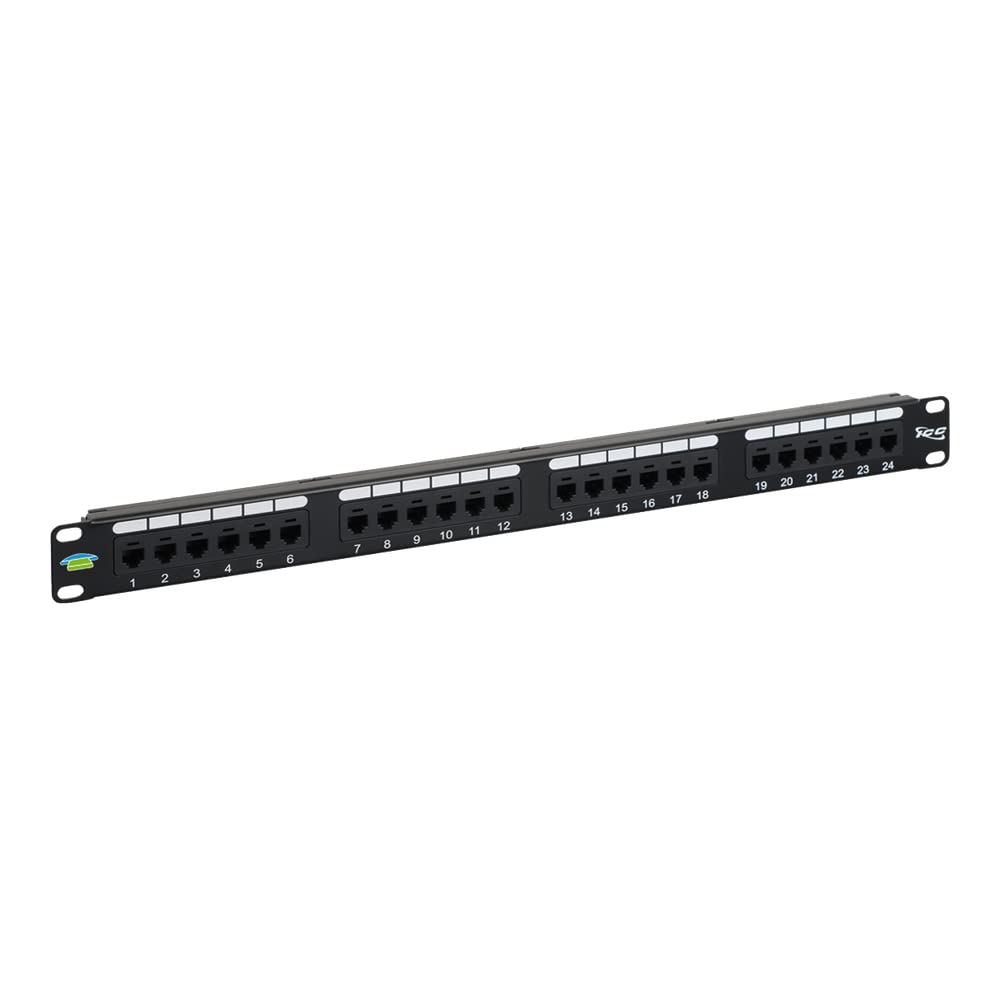 ICC CAT5e RJ45 Patch Panel, 24-Port 1U 19-Inch Rackmount, Black, 1-Pack