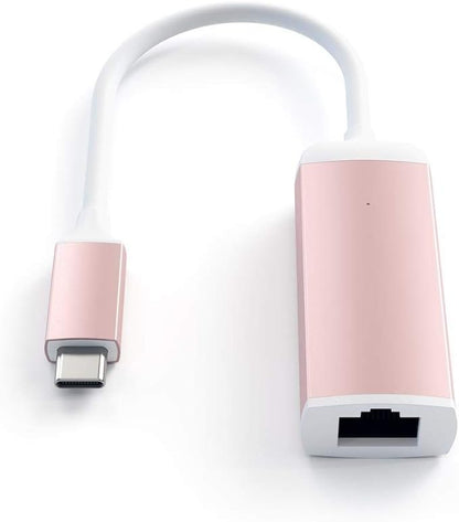 Satechi USB C to Ethernet Cable, Type-C Gigabit Ethernet Adapter, Aluminum Portable Ethernet-to-USB Converter for MacBook Pro/Air, iPad Pro/Air/Mini, Windows Laptop, Compatible with Switch (Rose Gold)