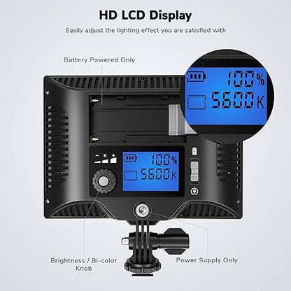 2-Pack Key Light Panel Kit, LED Video Light Dimmable Bi-Color 3200-5600k Video Conference Lighting with Gooseneck Tubes Desk Light for Podcast/Streaming/Gaming/Zoom Meetings/Broadcast/Tiktok