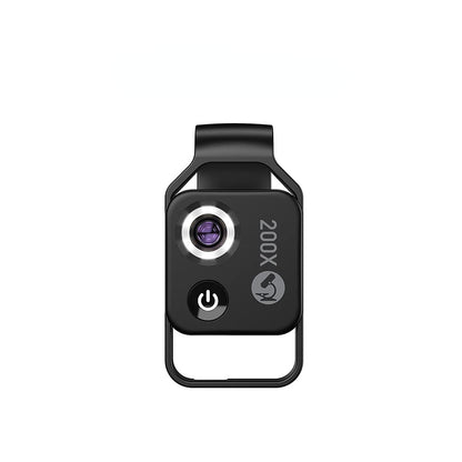 200X Magnification Microscope Lens withCPL Mobile LED Light Micro Pocket Macro Lenses for iPhone Samsung All Smartphones (Black with CPL)