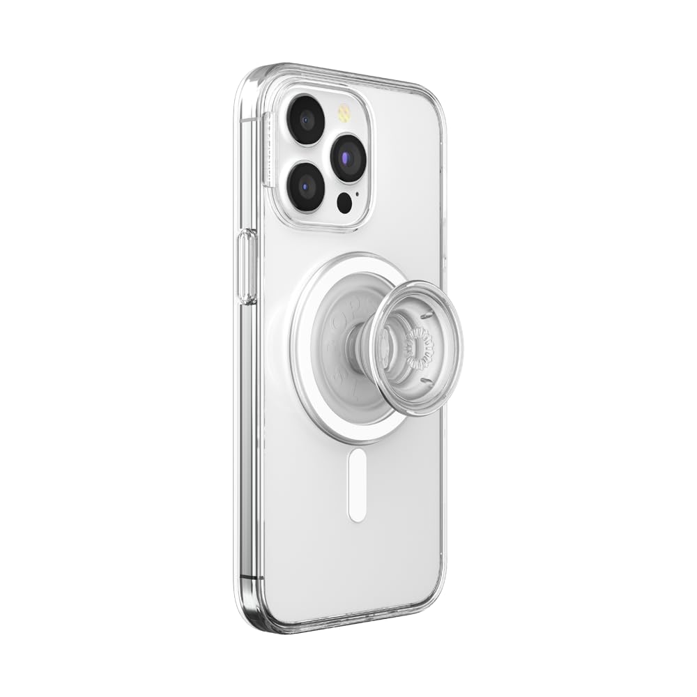PopSockets iPhone 15 Pro Max Phone Case with MagSafe, Wireless Charging Compatible, Black - Translucent Black