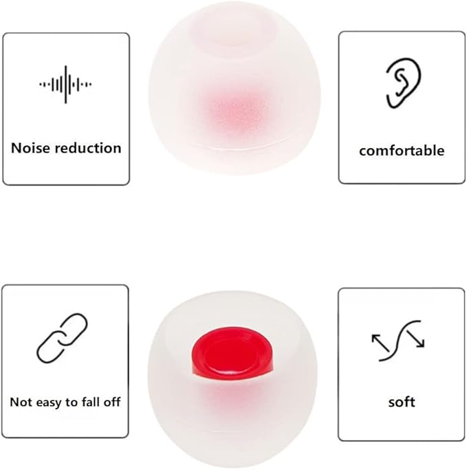 36 Pieces Medium Earbud Tips Soft and Comfortable Ear Bud Replacement Pieces Silicone Fit Most in-Ear Headphones，Inner Hole 3.8mm -5.5mm，Medium White and Red Replacement Eartips