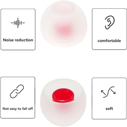 36 Pieces Medium Earbud Tips Soft and Comfortable Ear Bud Replacement Pieces Silicone Fit Most in-Ear Headphones，Inner Hole 3.8mm -5.5mm，Medium White and Red Replacement Eartips
