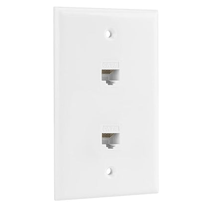Ethernet Wall Plate, 2 Port Cat 6 RJ45 Keystone Female to Female Wall Plate Compatible with Cat7/6/6e/5/5e Ethernet Devices