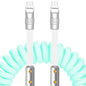 ChubbyCable Colorblock Chubby - Spring Braided Coiled USB C Charge Cable, Type C, 2.29FT-3.6FT, Light Blue+White, Car Charger Cord