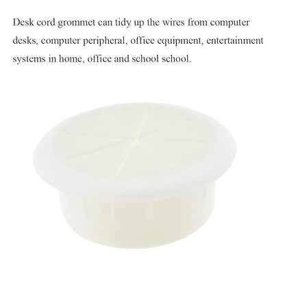 HAHIYO 2Pcs 2Inch/50mm White ABS Plastic Eight-petaled Desk Grommet Wire Grommet Cable Management Cord Hole Cover Desk Wire Hole Insert Wire Organizer for Computer Office Home School Equipment Systems