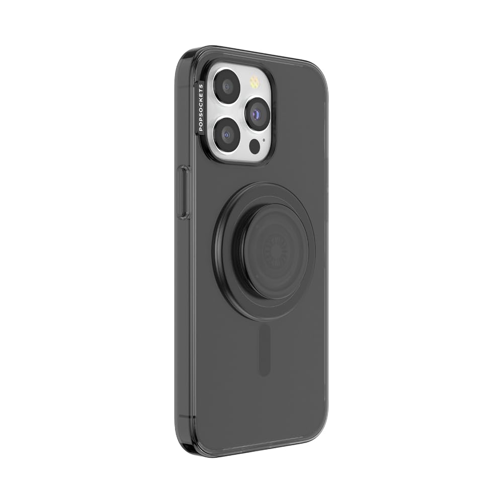 PopSockets iPhone 15 Pro Max Phone Case w/MagSafe- Translucent Black