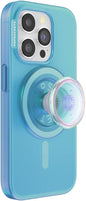 PopSockets iPhone 15 Pro Phone Case with MagSafe, Wireless Charging Compatible, Blue - Opalescent Blue