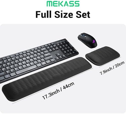 MEKASS Ergonomic Wrist Rest for Keyboard and Mouse, Soft Memory Foam Keyboard Wrist Rest Set with Non-Slip Silicone Base, Easy Typing, Pain Relief, Comfort for Office, Work, Gaming (White)