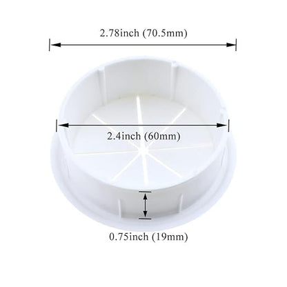 HAHIYO 2Pcs 2.4Inch/60mm White ABS Plastic Eight-petaled Desk Grommet Wire Grommet Cable Management Cord Hole Cover Desk Wire Hole Insert Wire Organizer for Computer Office Home School Equipment