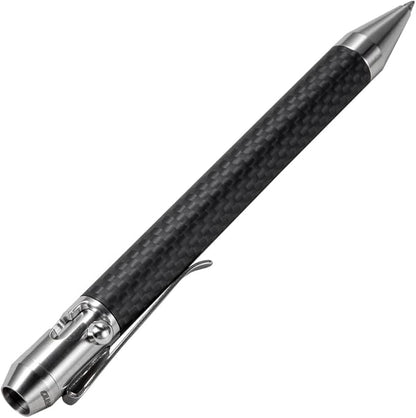 Cool Hand 4.5'' Carbon Fiber Bolt Action Pen with Retractable Stylus Tip for Any Touch Screen, Compact Size, Skelton Out Deep Pocket Clip (5.7''Carbon Fiber Silver)