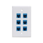 Cat 6 Ethernet Wall Plate 6 Port Blue