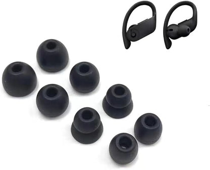 8 Pairs Replacement Silicone Earbuds Tips for Powerbeats Pro & Beats Flex/BeatsX Headphones, 4 Sizes Soft Flexible Noise Reduction Eartips Compatible with Beats Flex Earbuds Replacement Tips (Black)